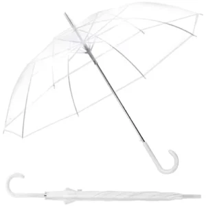 China Manufacturer Fiberglass-Frame Transparent Straight Rain Umbrella