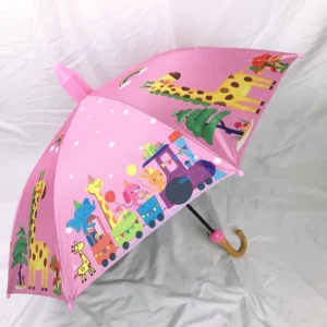 China New Animal Pattern Kids Mini Straight Black Gel Umbrella for Children