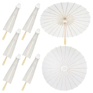 China Straight Umbrella Custom White Paper Parasol for Wedding