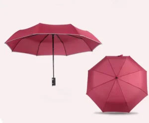 China Supplier LED Women’s Umbrella with Flashlight Men’s Parasol Sun Rain 3-Folding Automatic Umbrella