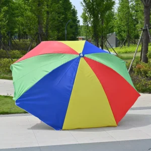 China Supplier Large Rainbow Sunshade Umbrella Outdoor Multi-Color Striped Waterproof Foldable Beach Garden Parasol