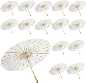 Chinese Japanese Oil Paper Parasol with Wood Stick for Wedding Party Decor