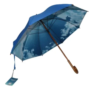 Chinese Suppliers Offer Automatic Wooden J-Handle Umbrella With Inside Printing Umbrella Direct 23 Inches