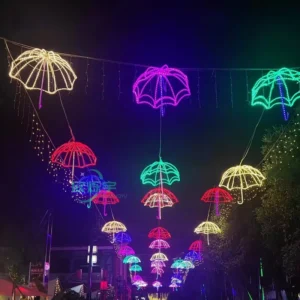 Christmas 3D Sculpture Landscape Ip65 Outdoor Street Decoration Pole Umbrella Theme Light Pole Umbrella Theme Light