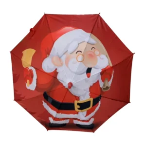 Christmas Santa Claus Pattern Semi-Automatic Straight Umbrella Festive Gift Set Custom Logo