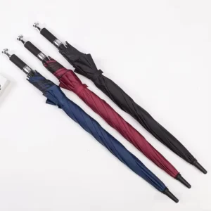 Classic 190T Pongee Golf Umbrella Black Coating UV Protection 27 Inch Metal Handle Windproof Fiberglass Construction