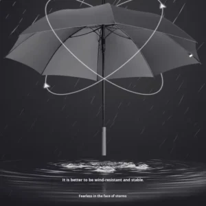 Classic Black Coated Automatic Long Handle Straight Golf Umbrella Custom Logo