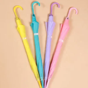 Classic Children’s Clear Transparent Umbrella Personalized PVC/POE Printing Auto-Open Crook Handle