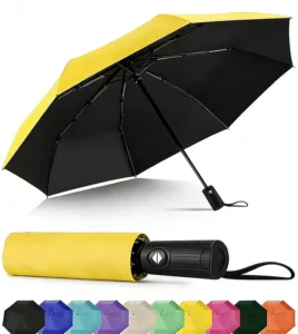 Classic Custom Logo 3 Fold Fiberglass Sunny Rain Parasol Advertising Fully Automatic Travel Umbrella