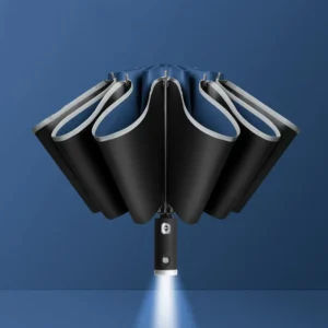 Classic Design 10-Rib Fully Automatic LED Reflective Windproof Compact Inverted Umbrella 105cm