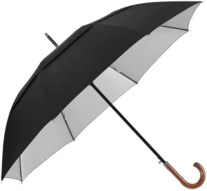 Classic Double-Canopy Stick Umbrella Wooden Crook Handle UV Protection Automatic Open Logo Printing