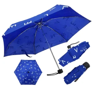 Classic Manual 6K Four-Folding Compact Umbrella Mini Portable Aluminum Frame Fully Printed Pongee Customized Logo Travel Use