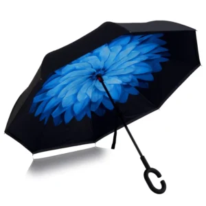 Classic Manual Opening Upside Down Sunny and Rainy Use Pongee Straight Design Portable Travel Umbrella