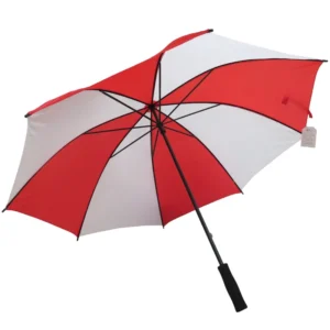 Classic Red White Windproof Manual Golf Umbrella with Custom Logo Print