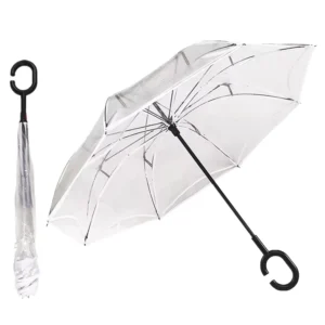 Classic Reverse POE Double-Layer Manual Windproof Fiberglass-Rib Straight Umbrella 106cm