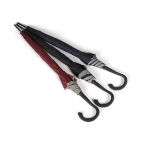 Classic Straight Umbrella with Reflective Strip Stick Design for Easy Portability