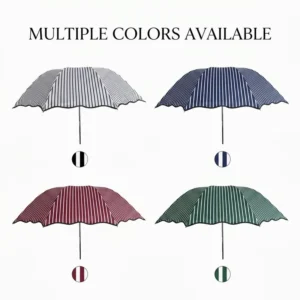 Classic Striped 8-Rib Pongee Straight Umbrella, Windproof and Waterproof, Customized Handle