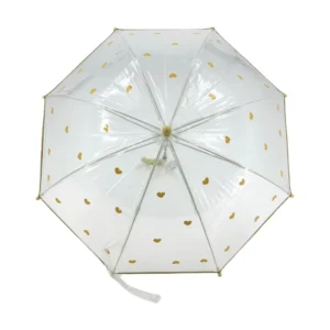 Clear 15″x8K POE Digital Print Full Fiberglass Frame Silver Coated Shaft J Handle Manual Open Close Children Umbrella for School