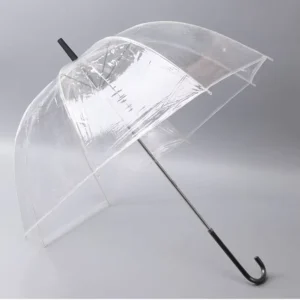 Clear Dome Wedding Umbrella for Women and Kids Windproof Transparent Straight Umbrella with Manual Control