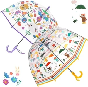 Clear Kids Canopy Dome Stick Umbrella, Waterproof, with Logo