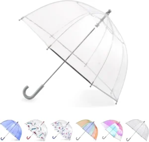 Clear POE 8-Panel UV Straight Umbrella with Iron Tube