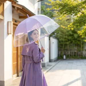 Clear PVC Dome Umbrella with Purple Edge