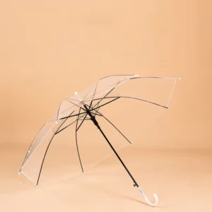 Clear PVC Transparent Umbrella Long Handle 8-Bone Rain Cover Sun Protection Korean Style Straight Candy Color Plastic