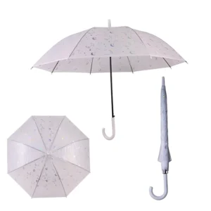 Clear Rain Umbrella with Holographic Moon and Star Design