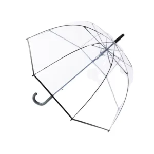 Clear Transparent Bubble Stick Umbrella Auto-Open Windproof European J-Hook Handle