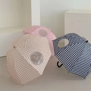 Clear Transparent Dome Kids Rain Umbrella, Windproof, with Easy-Grip Hook Handle