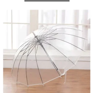 Clear Transparent Long Straight-Handle Automatic Umbrella for Weddings