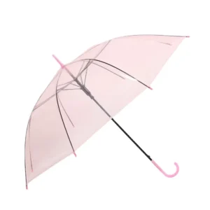 Clear Transparent PVC Dome Bubble Rain and Sun Umbrella, Long Straight Handle
