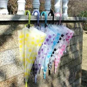 Clear Transparent Umbrella, Semi-Automatic, Colorful Printed Logo, Small Long Handle, Summer Gift