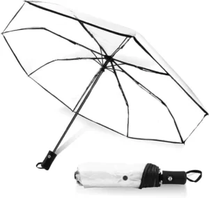 Clear Umbrella Transparent Folding Automatic Open Close Travel Umbrellas for Rain Wind Lightweight Umbrella for Adult G25 74