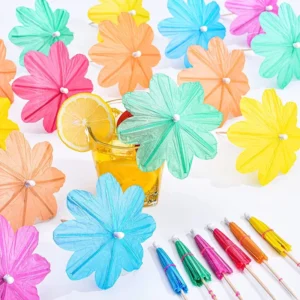 Cocktail Parasol Picks Colorful Wood Umbrellas for Hawaiian Party Disposable 10cm Customize Toothpicks