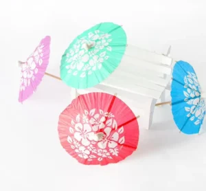 Cocktail Parasol Picks Drink Umbrellas with Wood Toothpicks Disposable 10cm