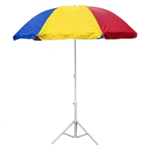 Color Block Outdoor Sunshade Parasol with Tripod Stand and Sand Patio Canopy