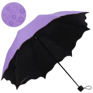 Color Change Custom Logo Windproof Manual Folding Rain and Sun Travel Umbrella Supplier