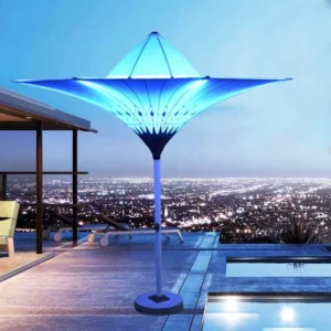 Color-Changing Luminous Waterproof Fabric Patio Umbrella and Garden Parasol for Villas and Rooftop Leisure Areas