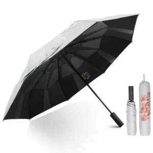 Color Changing Upon Contact With Water Sunlight UV Protection 3 Fold Folding Umbrella With Pongee Fabric