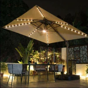 Color-Customized Heavy-Duty Windproof Square Outdoor Rainproof LED Parasol Umbrella