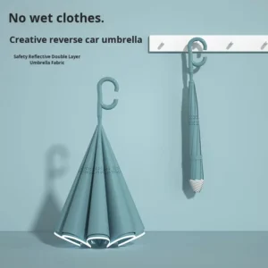 Color Matching Straight Reverse Design Women’s Men’s German Automatic Large Car Umbrella Double Layer Storm Resistant Long