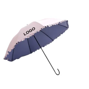 Colored Plastic Lace Long-Handled Umbrella UPF50+ Anti-UV Korean Small Fresh Straight Goddess Umbrella for Travel