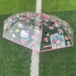 Colored Transparent Polyester Manual Three-Fold Straight Children’s Parasol
