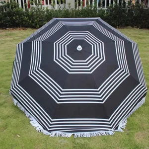Colorfast Waterproof Custom Logo Printing Outdoor Furniture Beach Pool Umbrella with Tassels