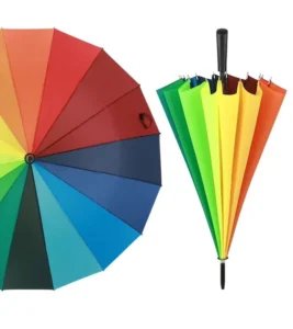 Colorful 16-Color Roman Straight Umbrella 170T Pongee Polyester Fabric Semi-Automatic Auto Open Button