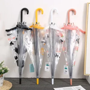Colorful Cow Series Straight-Pole Automatic Opening Long-Handle Transparent Cartoon Umbrella