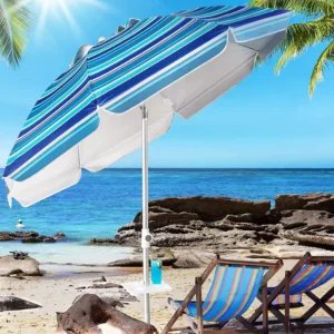 Colorful Customized Portable Beach Umbrella for Sand with Carry Bag