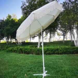 Colorful Garden Aluminum Pole Rotating Beach Umbrella with Tassels