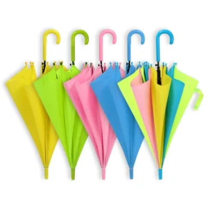 Colorful Kids Waterproof Rainproof Cute Kids Umbrella with J Handle for Children Gift